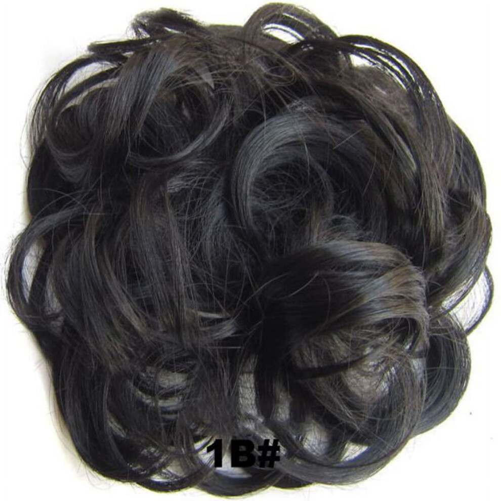 Unisex Gray Scrunchy Bun Up Do Hair Piece Hair Ribbon Ponytail Extensions Wavy Messy Blond Mix