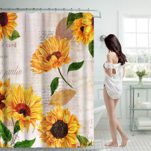 Cortina de ducha Winysin de 70x70 pulgadas con 12 ganchos de plástico, impermeable, resistente, lavable a máquina, de secado rápido.