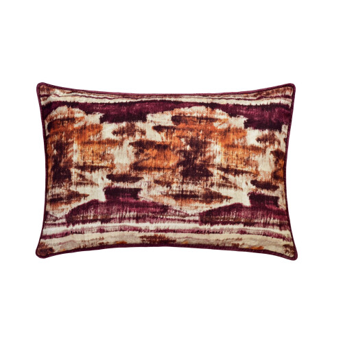 Funda de almohada lumbar decorativa morada de 30 x 40 cm (12" x 16"), almohada rectangular estampada de algodón Ikat, estampado abstracto de estilo