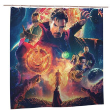 Cortina de ducha impermeable de poliéster con diseño de Doctor Strange, decoración para baño, kit de cortina de ducha con ganchos, 72 x 72
