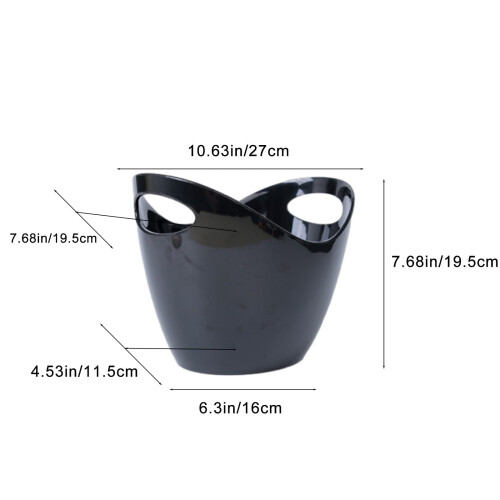 Hiroekza Kitchen Essentials Πλαστικός 4λιτρος κουβάς σαμπάνιας, οβάλ, μονός κουβάς πάγου για 2