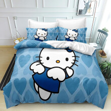 Anime dynebetræk Hello Kitty dynebetræk sæt 3 stk. trykt sengetøj med pudebetræk blødt og let at pleje fuld