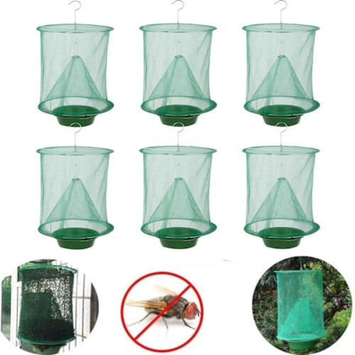 Bug Repellent Outdoor 6-pack Ranch Fly Trap, Reusable Fly Cage green