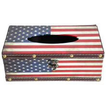 Guangmc houten tissueboxhoes - Europese stijl met Amerikaanse vlag.
