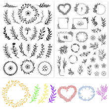 1Bag 2 Styles PVC Plastic Stamps for DIY Scrapbooking Photo Album Decorative Cards Making Stamp Sheets Flower 16x11x0.3cm 1 sheet/style