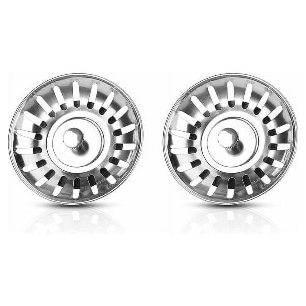 Sink Drain Stopper Set - 2 Universal Stainless Steel Sink Stoppers 9395123301396