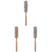 3er-Pack Mini-Lockenkämme, kleine runde Bürsten, Holzwickler für lockiges Haar, dünner Griff, Styling-Picks