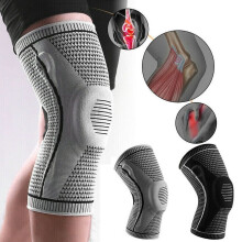 Rodillera de compresión para hombre y mujer, para aliviar el dolor articular en el deporte, color gris - Talla L