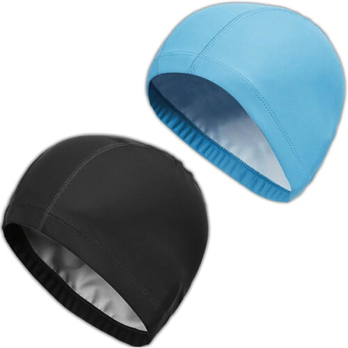 2-pack Swimming Cap for Adults, Soft PU Fabric Swimming Cap