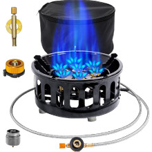 3 in 1 Portable Windproof Camping Stove, 21000W Propane Burner with Piezo Ignition & Carry Bag for Outdoor Backpacking Hiking Picnic