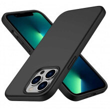 Compatible avec iPhone 14 Pro Max, coque en silicone noir mat caoutchouté