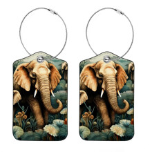 Metal Loop Lock Suitcase Tags, Keep Your Baggage Safe and Stylish on Every Adventure, Set of 2, Colorful Elephant