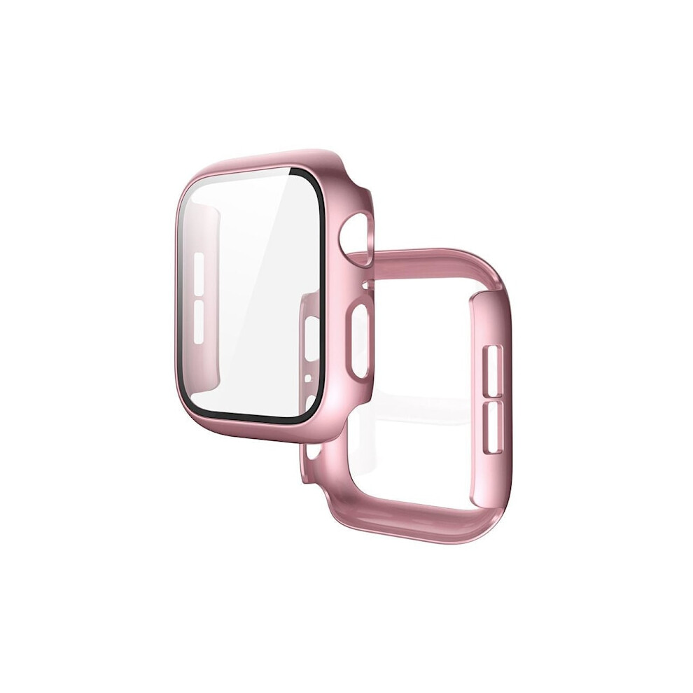 Full Cover Case For Compatible With Apple Watchwith Apple Watch 4/5/6/Se Tempered Glass 44Mm Pink 9395123405971