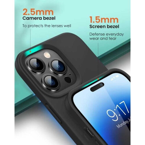 Compatible avec iPhone 14 Pro Max, coque en silicone noir mat caoutchouté 2