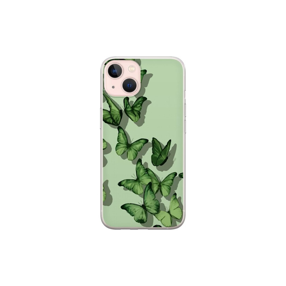 Compatible With Apple Compatible With Iphone 13 Mini Transparent Case Butterflies Green 9395123405803