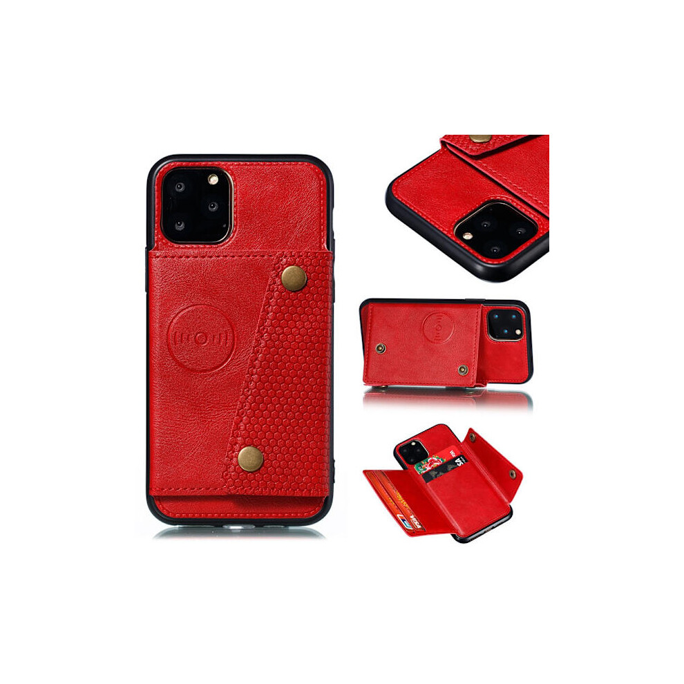 Compatible With Iphone 12 Pro Max - Stylish Smart Case With Card Holder Red 9395123406015