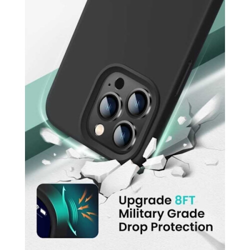 Compatible avec iPhone 14 Pro Max, coque en silicone noir mat caoutchouté 1