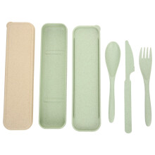 2 Sets Spoon Fork Set Portable Tableware Camping Food Utensil with Case