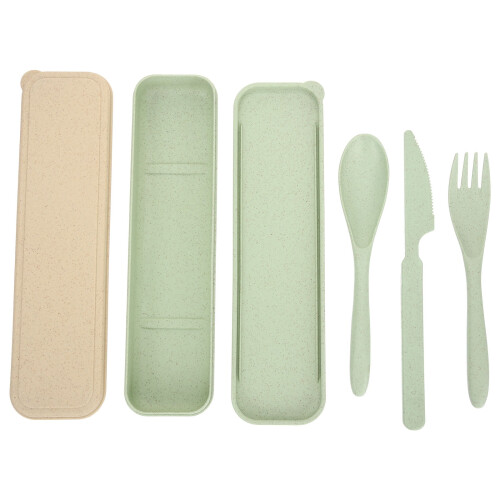 2 Sets Spoon Fork Set Portable Tableware Camping Food Utensil with Case