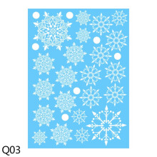 1 feuille d'autocollants muraux de Noël avec flocons de neige et bonhommes de neige pour fenêtre - Décoration murale pour chambre d'enfant - LJQ