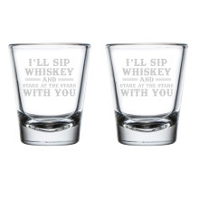 Set mit 2 Schnapsgläsern (50 ml) – Geschenkidee: Ich nippe mit dir an Whiskey und schaue in die Sterne