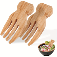 2pcs Bamboo Salad Forks, Compatible with Salad Servers Tong, Large Fingers for Mixing Salads, Pasta, Fruits, Kitchen Helper Gift