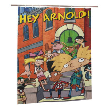 Sprchový závěs s kresleným filmem Hej Arnold 60" x 72" s 12 háčky, vodotěsný, omyvatelný polyesterový materiál do koupelny se sprchou