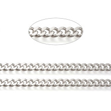 Cadena cubana de latón de 5 m, eslabones gruesos, 7,5 x 9 x 2 mm, sin soldar, chapada en platino auténtico de larga duración, 5 metros/rollo