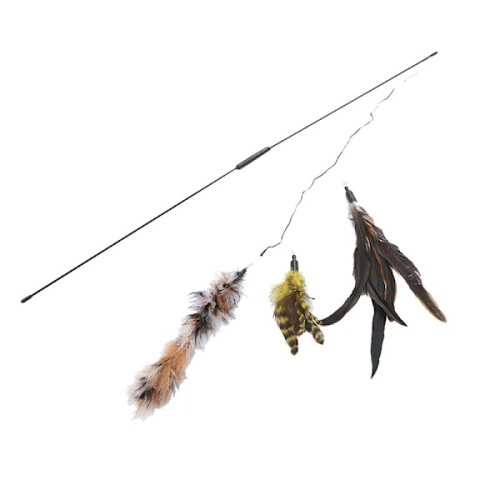 Jouet à plumes pour chats, canne à pêche rétractable interactive 1