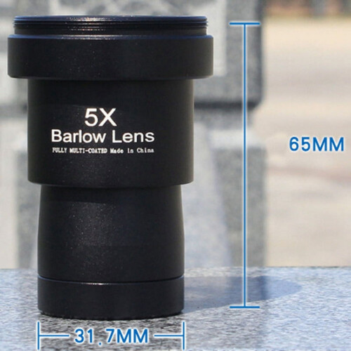 Lente Barlow 5X de 1,25 polegadas, totalmente metálica, com película verde e rosca M42 para ocular de telescópio padrão para astronomia. 1