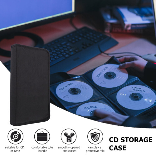 Θήκη αποθήκευσης CD από ύφασμα Oxford, θήκη DVD, δοχείο αποθήκευσης CD (χωρητικότητας 80 1