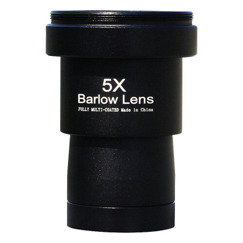 Lente Barlow 5X de 1,25 polegadas, totalmente metálica, com película verde e rosca M42 para ocular de telescópio padrão para astronomia.