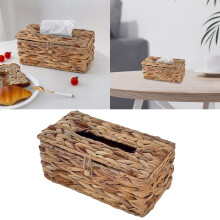 Liquidação de Ano Novo 2024, Organizador de Artigos Têxteis para Casa, Caixa para Lenços de Tecido Jacinto-d'água, Capa de Rattan Trançado,