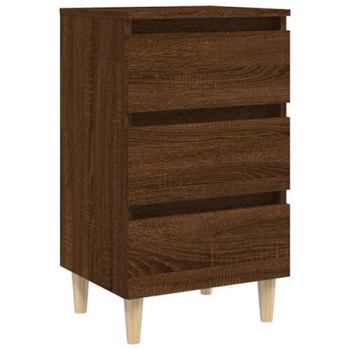 vidaXL Bedside Table with Solid Wood Legs Brown Oak 40x35x69 cm Brown 1