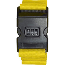 Personal Luggage Strap - Secure Luggage 180cm x 5cm with Lock - Printed (Yellow with Lock) DB