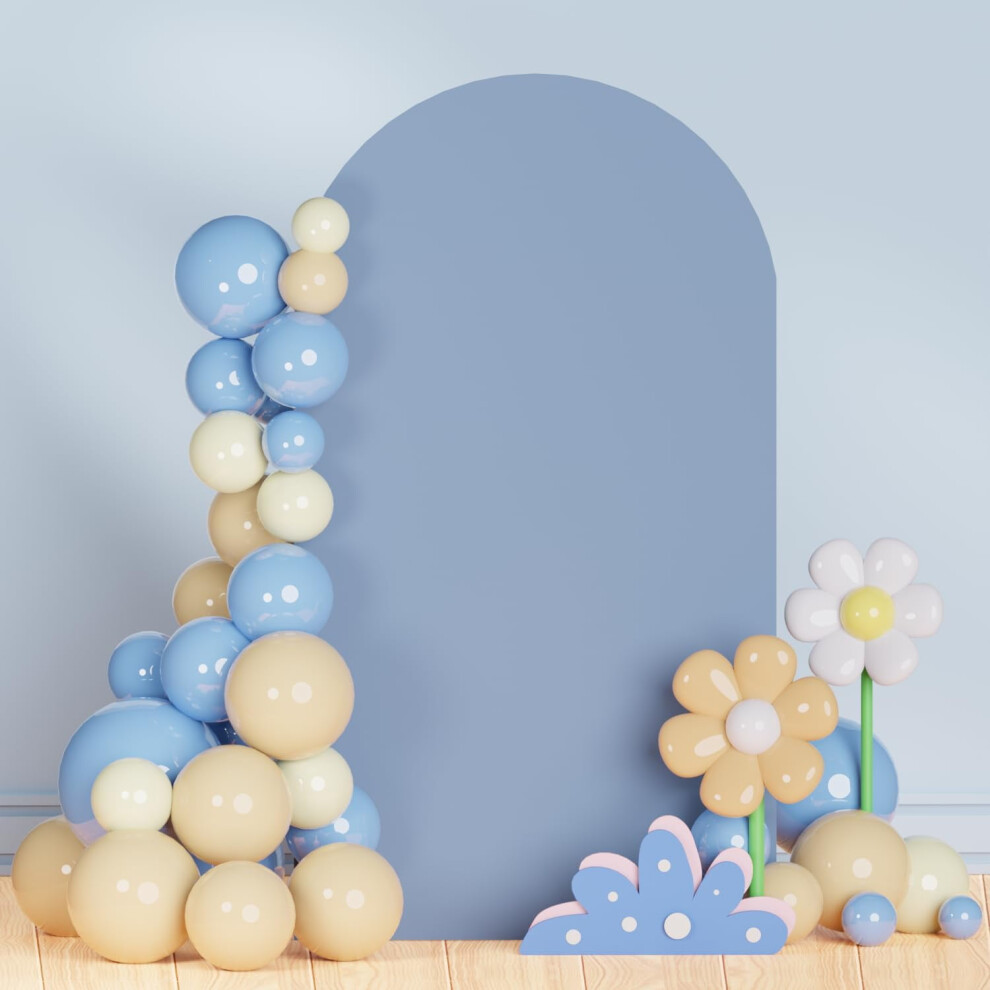 Patydest Fitted Spandex Arch Cover Backdrop Fabric 5Ft Wedding Arch Covers Dusty Chiara Backdrop Cover For Round Blue 9395123602646