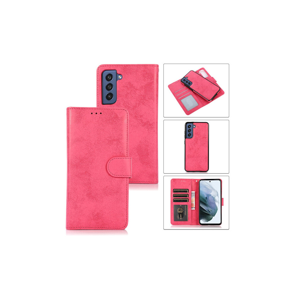 Compatible With Samsung Galaxy S21 Fe - Stylish Practical Leman Wallet Case Pink 9395123603827