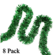 8 Packs Christmas Tinsel Garland 52FT, Compatible with Xmas Tree, Ceiling Hanging Decor for Holiday Party Indoor Outdoor (8pcs)
