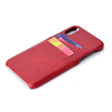 Elegantný vintage kryt s priehradkou na kartu pre iPhone XS Max, červený