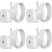 Lot de 4 chargeurs rapides compatibles Samsung - Adaptateur 20 W + câble, blanc
