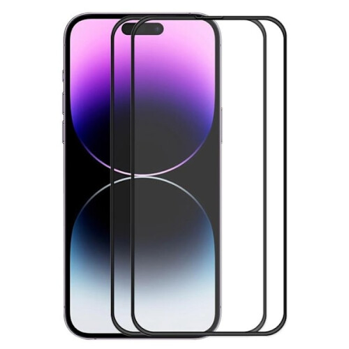 [Pacote com 2] Protetor de tela de vidro temperado compatível com iPhone 14 Pro - Preto