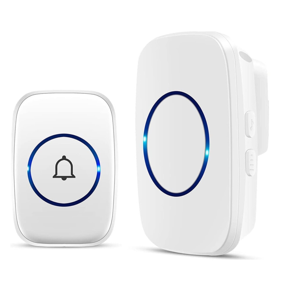 Tifor Wireless Doorbell For Home, Battery Operated, 1000Ft Range, Adjustable Volume, Waterproof With Led Flash, 1 Button & 1 Receiver, White 9395123604503