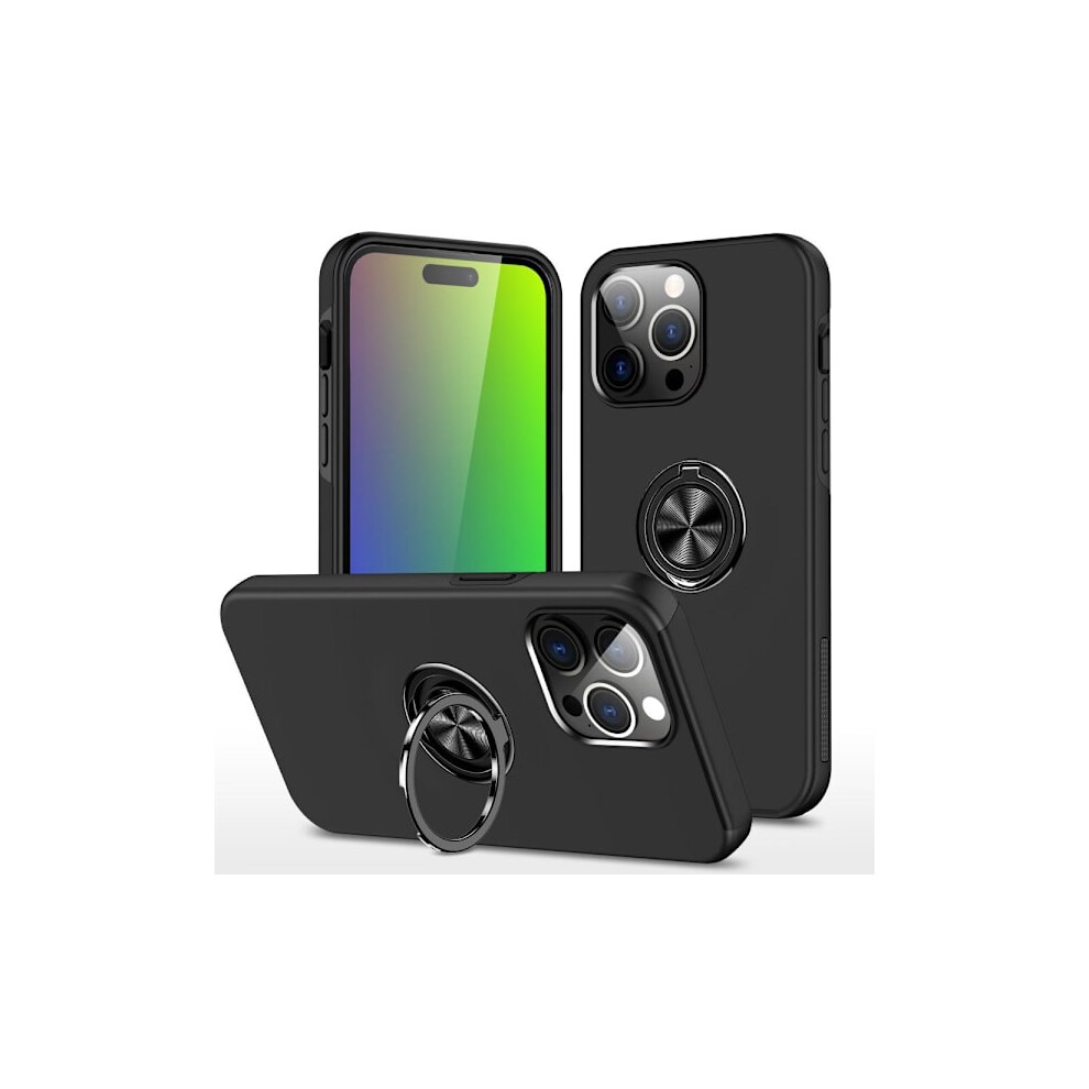 For Compatible With Iphone 15 Pro Max Hybrid Case With Finger Ring - Black 9395123705842