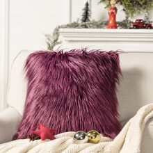 Phantoscope Merino Style Faux Fur Series Decorative Throw Pillow, 20" x 20", Purple, 1 Pack