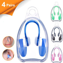 GIXUSIL Waterproof Silicone Swimming Nose Clip Plugs Earplugs for Adults Children Age 7+ (4 Pack)Multi-Color
