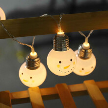 Guirlande lumineuse QISIWOLE Bonhomme de neige avec minuterie, fonctionne sur piles, 10 boules de Noël LED, décoration festive mignonne pour
