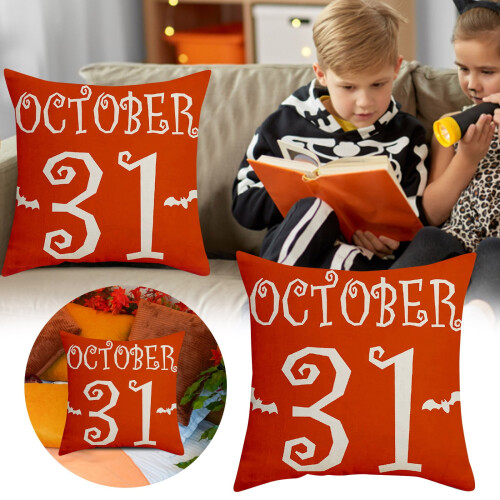 Μαξιλαροθήκες Halloween 18x18 ιντσών, σχέδιο κολοκύθας και γάτας, τετράγωνες 1
