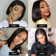 Perruque KAGAYD 12 pouces en cheveux humains brésiliens lisses, ombrés bruns, avec lace front, pour femmes noires. Idéale au quotidien ou pour les