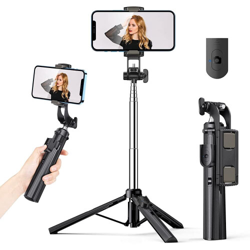 Perche à selfie Bluetooth 31,4'' avec trépied, perche à selfie extensible avec télécommande sans fil et mini trépied.