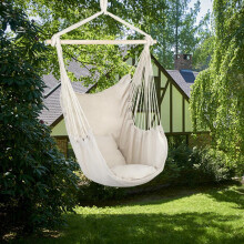 Ktaxon Chair Hanging Rope Swing Hammock Outdoor Porch Patio Yard Seat with Two Pillows